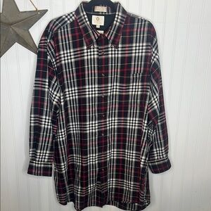 Classic Plaid Cotton Wool Dress Shirt - Red, Black, and White Size 2X